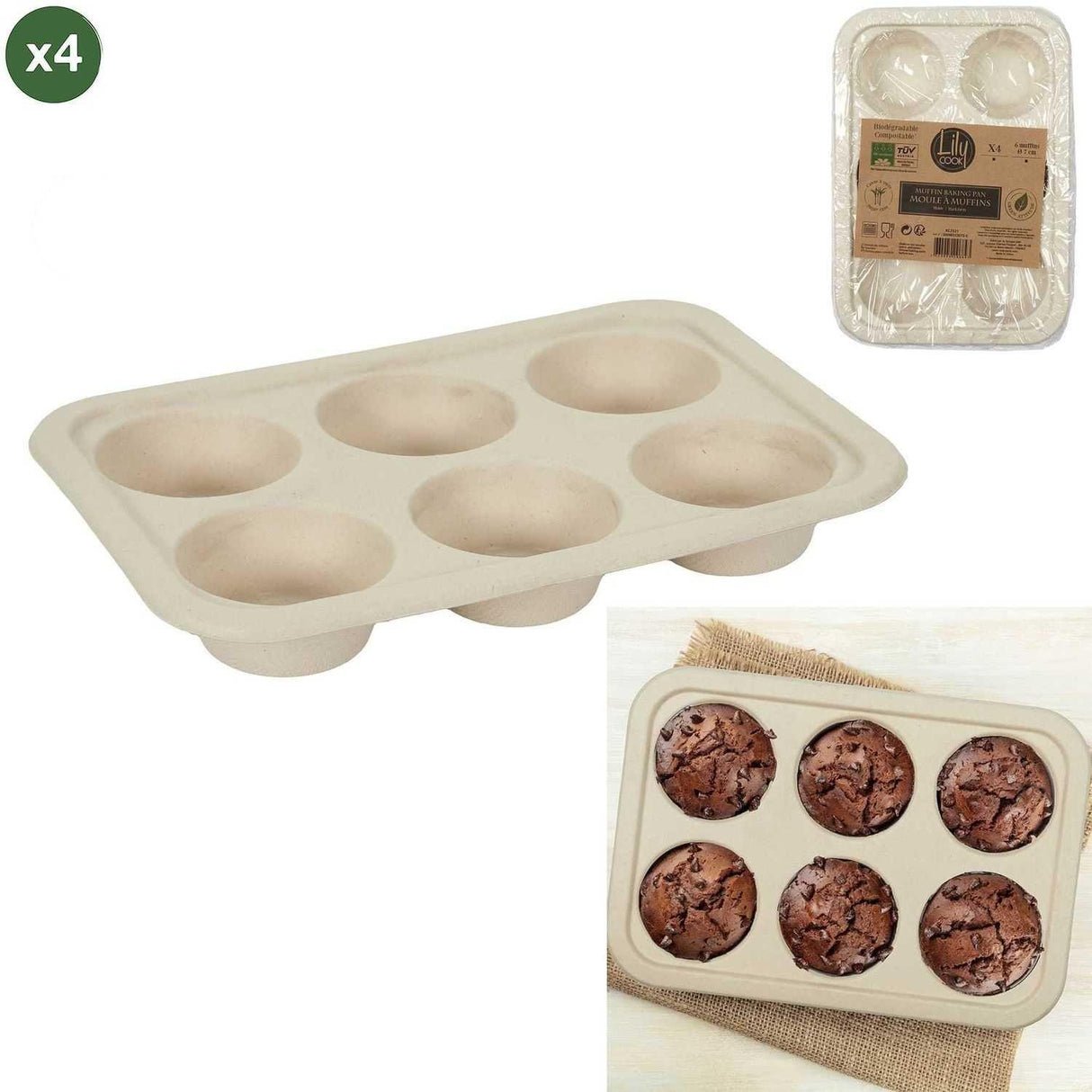 LILY COOK - MOULE CUISSON CANNE A SUCRE MUFFIN X4 - STOCK4U GROUP