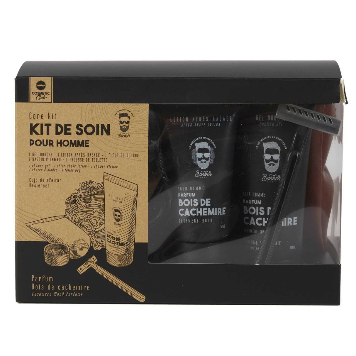 COSMETIC CLUB - COFFRET SOIN CORPS HOMME 5 ACCESSOIRES - STOCK4U GROUP